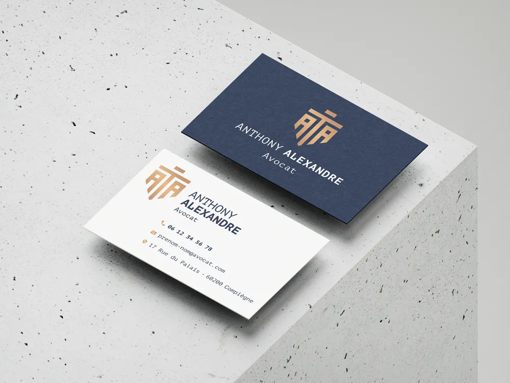 Carte de visite Anthony Alexandre, Avocat, création Cédric Dreue